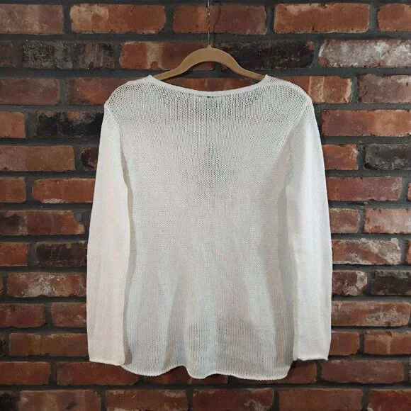 Wooden Ships Open Knit American Flag Star Sweater USA Patriotic Women's S/M - Picture 7 of 9